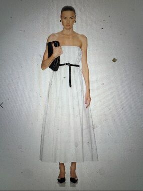 Simkhai Thalia Strapless White Midi Dress with Black Belt size 4